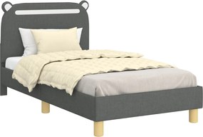 vidaXL Cadru de pat pentru copii cu spătar Gri închis 80 x 160 cm