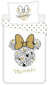 Lenjerie de pat pentru copii MINNIE GOLD albă Dimensiune lenjerie de pat: 70 x 90 cm | 140 x 200 cm