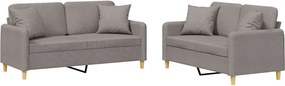 vidaXL Set de canapele cu perne, 2 piese, gri taupe, textil