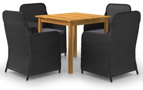vidaXL Set mobilier de grădină, 5 piese, negru