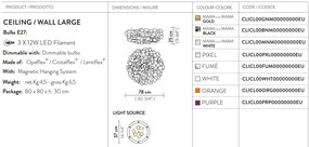 Plafoniera design unicat realizata manual Clizia Large Fume, 78cm