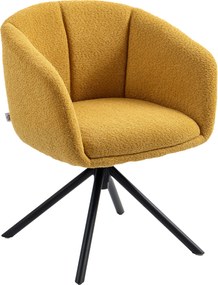 HOMCOM Fotoliu, scaun tapițat cu cupă de șezut confortabilă, rotativ, tapițerie moale, până la 120 kg, Galben | Aosom Romania