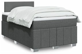 vidaXL Pat box spring cu saltea, gri închis, 120x200 cm, textil