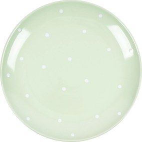 Farfurie ceramică întinsă cu buline,verde