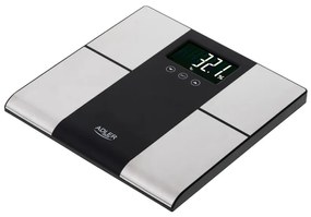 Cantar corporal Adler AD 8165, Pana la 225 kg, Memorie pana la 10 utilizatori, Afisaj LCD, 3 x AAA, Inox/Negru