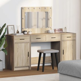 vidaXL Masă de Machiaj cu ușă 3 pcs Maro 40 x 41 x 75 cm Lemn compozit