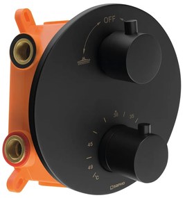 Baterie negru-mat pentru duș încastrată (2 ieșiri) – Sapho