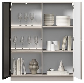 Vitrină pentru living Lorini 100 cm - cașmir / mâner negru