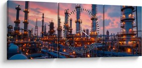 Tablou - Instalație industrială (cu ceas) (90x30 cm)