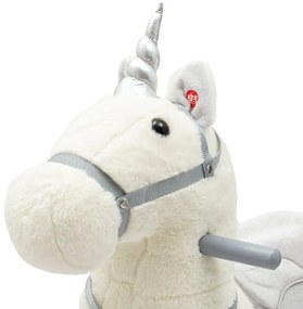 Baby Mix Jucărie balansoar cu melodie și roțiUnicorn alb, 64 x 35 x 60 cm