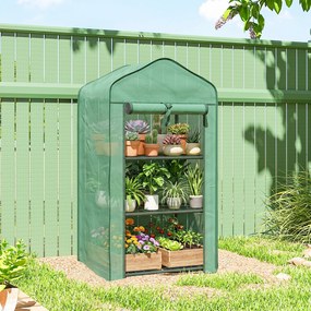 Outsunny Seră de grădină cu 3 rafturi, seră de balcon, prelată PE întărită, cadru din oțel, 59 x 39 x 127 cm, verde | Aosom Romania