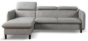 Colțar extensibil NISA, în formă de L, cu spațiu de depozitare, gri, orientare stânga