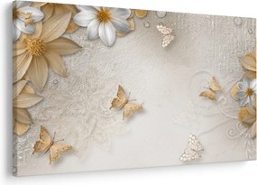 Tablou - Flori cu fluturi (90x60 cm)