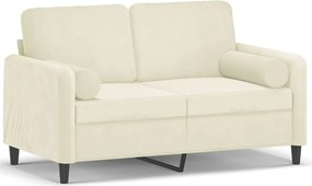 vidaXL Canapea cu 2 locuri cu pernuțe, crem, 120 cm, catifea