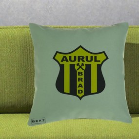 Perna Personalizata Aurul Brad Fotbal, 40x40 cm, Verde, Husa Detasabila, Perna Inclusa, BEKZ®