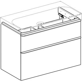 Dulap baie suspendat Geberit Smyle Square pentru lavoar, 80 cm, alb 900 x 470 mm