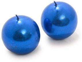 Set 2 lumanari glob CANDLE BALL BLUE 4,5 cm albastru