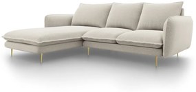Coltar tapitat Vienna 5 locuri picioare gold – L255 x l170 x h95