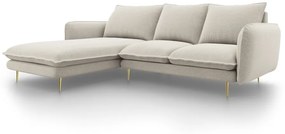 Coltar tapitat Vienna 5 locuri picioare gold – L255 x l170 x h95
