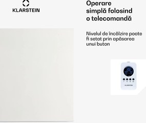 Klarstein Wonderwall Air Infinite, încălzitor cu infraroșu, 60 x 50 cm, 300 W, montat pe perete, telecomandă, alb