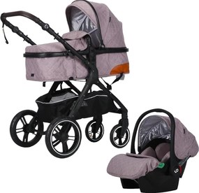 Carucior nou nascuti 3 in 1 NOVOKIDS™ X1000 series, Cu geanta bebe, Cadru Aluminiu, Amortizoare, Roti din cauciuc plin AVE, Landou, Scoica auto,