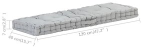 Perna podea canapea din paleti, gri, 120 x 40 x 7 cm, bumbac 1, Gri, 120 x 40 x 7 cm