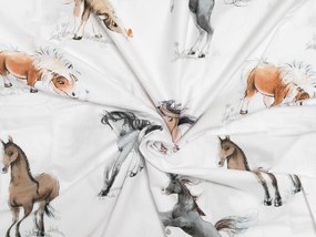 Lenjerie de pat din bumbac pentru patut HORSE DREAM alb Dimensiune lenjerie de pat: 45 x 65 cm | 90 x 135 cm