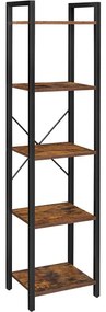 Raft De Depozitare Cu 5 Polite, Maro Rustic Si Negru, 39.6 Cm