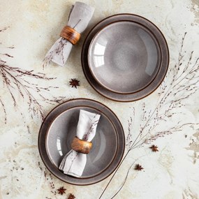 Mäser Set of 8 shallow and deep plates SMOKY'S –brown