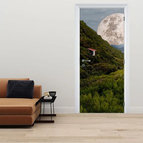 Fototapet pentru ușă - Peisaj cu lună (95x205cm)
