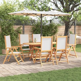 vidaXL Set de dining pentru grădină Manual 7 pcs Alb crem
