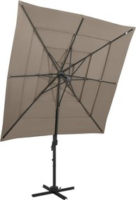 vidaXL Umbrelă de soare 4 niveluri, stâlp aluminiu, taupe, 250x250 cm
