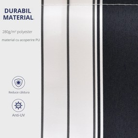 Outsunny Perdea Soare Rulou Exterior Manual cu Dungi Albastru și Alb pentru Terasă și Balcon 2.5x2m | Aosom Romania