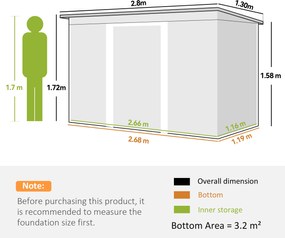 Outsunny Casuta pentru unelte de gradina, 277x130x173cm, verde | Aosom Romania