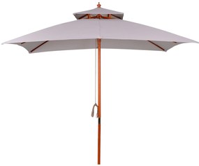 Outsunny Umbrelă de Grădină cu Sistem cu Coardă și Parasolar cu 2 Niveluri, 300x300x297 cm, Gri | Aosom Romania
