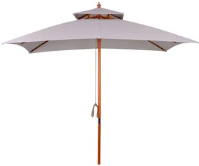 Outsunny Umbrelă de Grădină cu Sistem cu Coardă și Parasolar cu 2 Niveluri, 300x300x297 cm, Gri | Aosom Romania