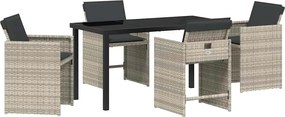vidaXL Set de masă pentru grădină 5 pcs Gri deschis poliratan