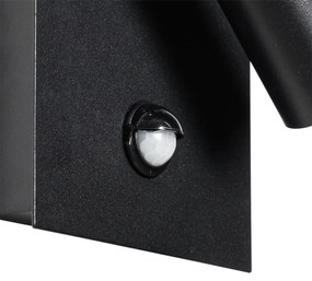 Lampă de perete exterioară neagră cu LED inclus IP54 senzor de mișcare - Simon