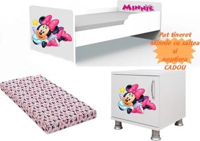 Pat tineret Minnie cu saltea si noptiera