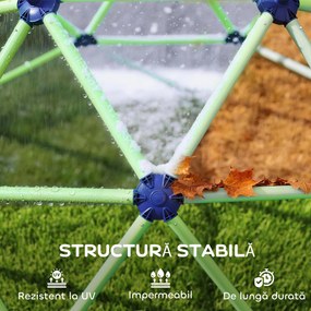 AIYAPLAY Cupolă de Cățărat pentru Copii 3-8 Ani, pentru Interior și Exterior, cu Margini Netede, din Plastic, 182,5x182,5x119 cm, Verde și Violet | Aosom Romania