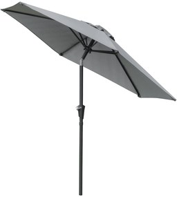 Outsunny Umbrela de Gradina Inclinabila 2.3x2 m, Umbrela pentru Terasa cu Deschidere cu Manivela, Stalp din Metal si 6 Stinghii, Gri