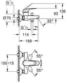 GROHE 24335001 - Baterie pentru cadă, DN 15, crom lucios