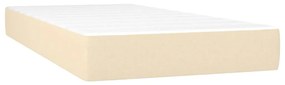 Pat box spring cu saltea, crem, 90x200 cm, textil Crem, 90 x 200 cm, Design simplu