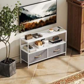 HOMCOM Mobilier TV pentru 47" cu Sertare Pliabile din Material Textil și Raft din Metal și MDF, 98x29x56 cm, Negru | Aosom Romania