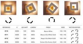 Aplica de perete LED design ambiental DALIA 14x14cm, alb