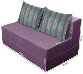 Canapea extensibila Urban Living Bedora 136x80x40 cm Purple/Stripes