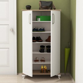 Comodă pentru pantofi Ari - Walnut, White