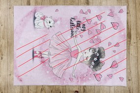 BAMBINO 2185 covor lavabil Balerina, pisicuta pentru copii anti-alunecare roz - SECUNDAR-COTATI PRODUSUL
