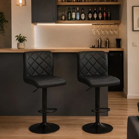 Scaun de bar negru ABS 147 – Ecopiele, Modern, Stabil