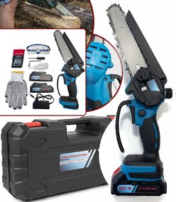 Ferăstrău cu lanț fără fir 21 V cu 2 baterii și încărcător